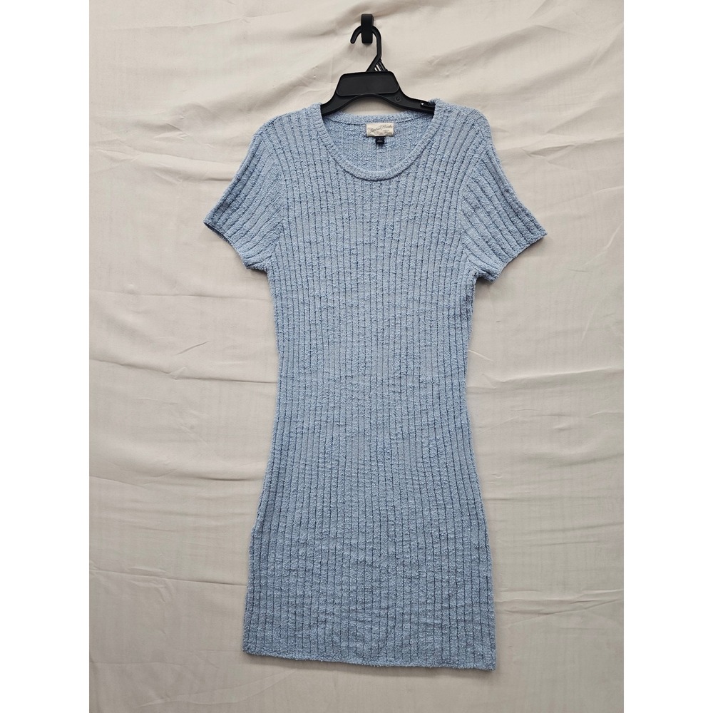 Universal Thread Womens Ribbed Knit Dress Blue Cotton Blend Casual Size Large